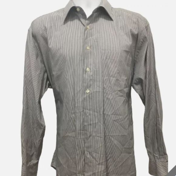 Classic Neiman Marcus White and Gray Pin Stripes XL 17 /35 Immaculate condition - Picture 1 of 5